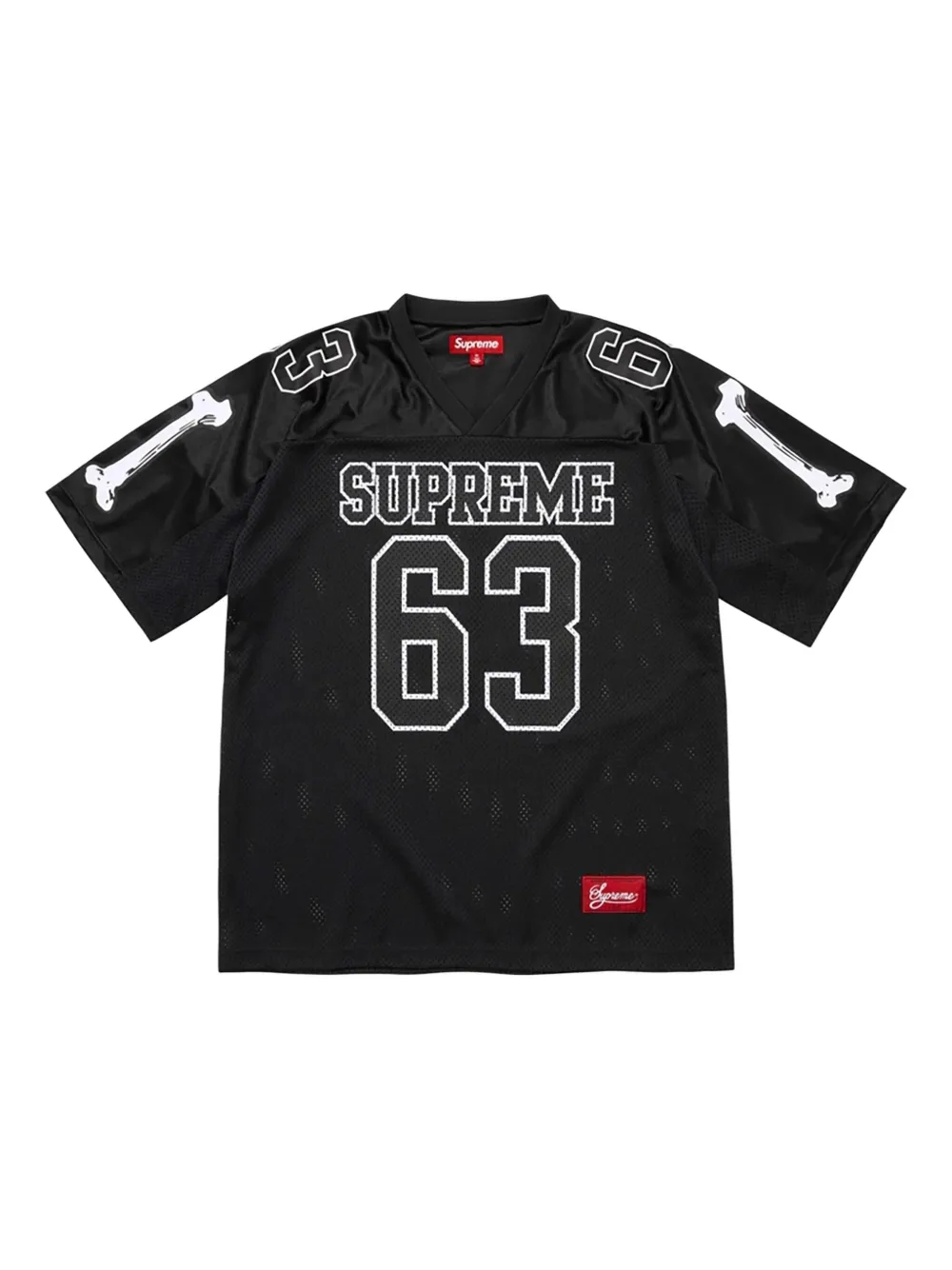Supreme Stadium Bones Football Black T-shirt, front view