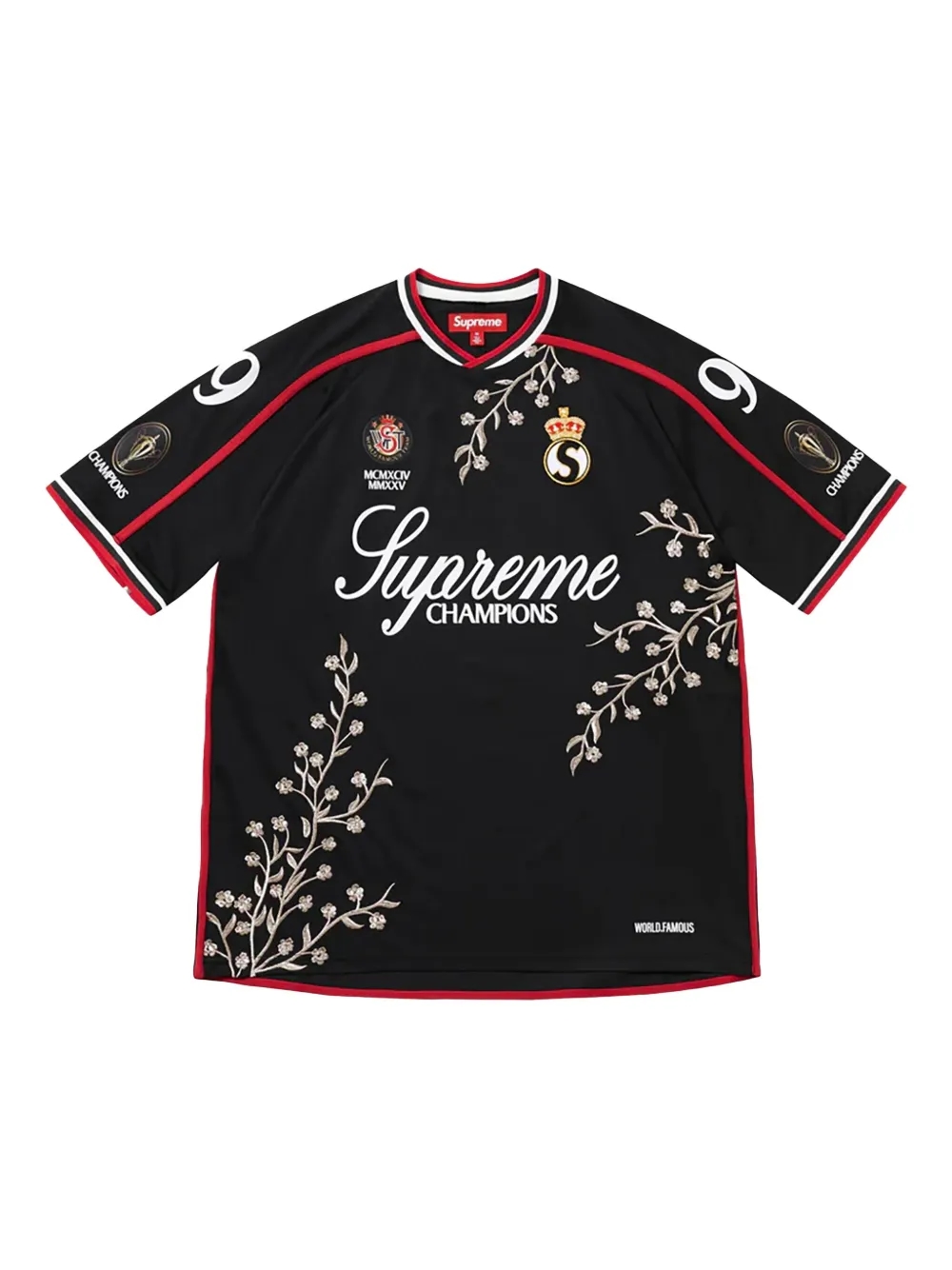 Supreme floral soccer T-shirt, front view